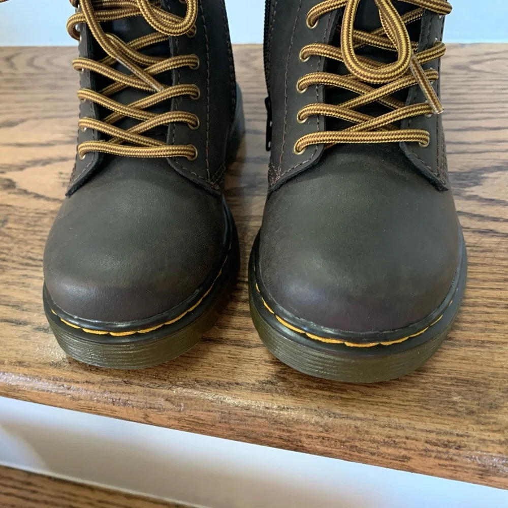 Dr. Martens Kids Brown Leather Lace-Up Boots